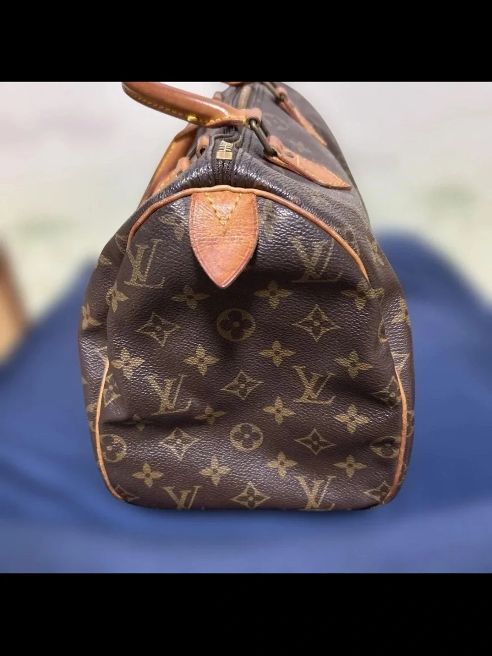Louis Vuitton Brown Monogram Canvas Satchel with Tan Leather Handles
